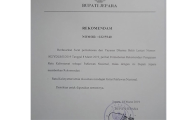 Bupati Jepara Teken Usulan Gelar Pahlawan Ratu Kalinyamat