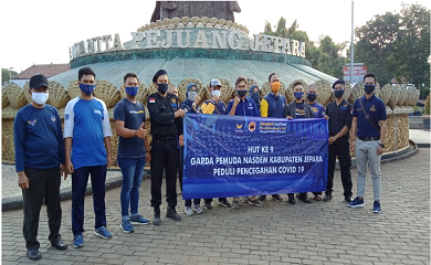 Garda Pemuda Jepara Bagikan Masker dan Sabun Antisipasi Kenaikan Covid 19